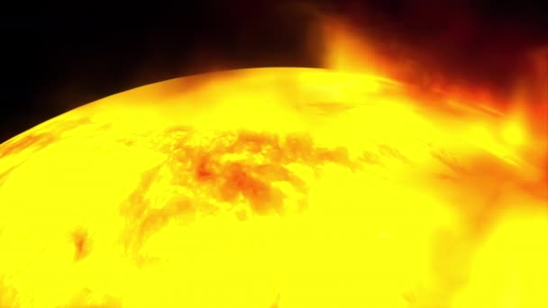 Renderização 3D da rotação do sol com explosões solares. Conhecimento científico gerado por computador. Elementos desta imagem são apresentados pela NASA — Vídeo de Stock