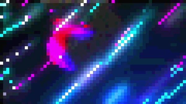 Computador gerado efeito de 8 bits, fundo colorido pixelado, renderização 3d — Fotografia de Stock