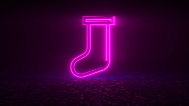 3D görüntüleme, bilgisayar destekli soyut web arkaplanı ve neon noel simgesi. Neşeli atmosfer konsepti