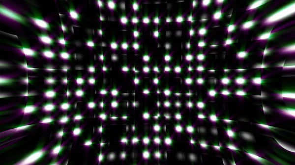 Efeito de luz pontos redondos brilhantes, gerado por computador. 3D renderização de fundo com luz piscando. Brilho de lantejoulas . — Fotografia de Stock