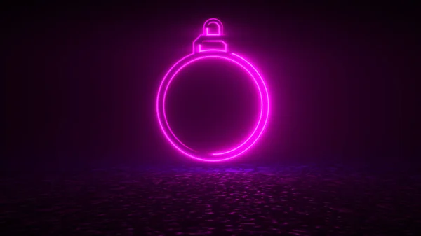 Renderização 3d, computador gerado fundo web abstrato com neon ícone de Natal. Conceito de atmosfera festiva — Fotografia de Stock