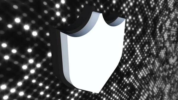 Icon cybersecurity shield on digital background, computer generated. 3d rendering of data protection abstract concept