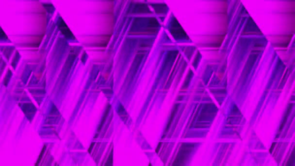 Rayas de vidrio inclinadas y horizontales generadas por ordenador con muchas líneas de luz de neón delgadas en diferentes colores. Fondo de espejo abstracto. renderizado 3d — Vídeo de stock