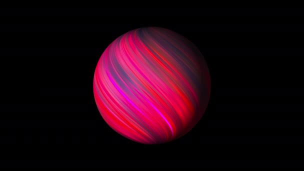 黒、 3Dレンダリングの背景に明るい輝線を持つ球、コンピュータの生成 — ストック動画