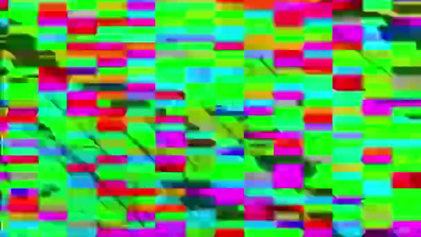 Falla generada por computadora. Pixel multi-color zigzags ruido. 3d error de renderizado de vídeo — Vídeos de Stock