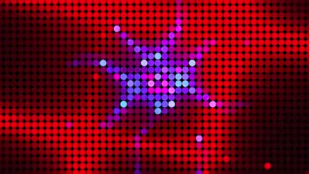 Computer generated bright display of running dottes lights. 3D rendering of led background — Stock Video