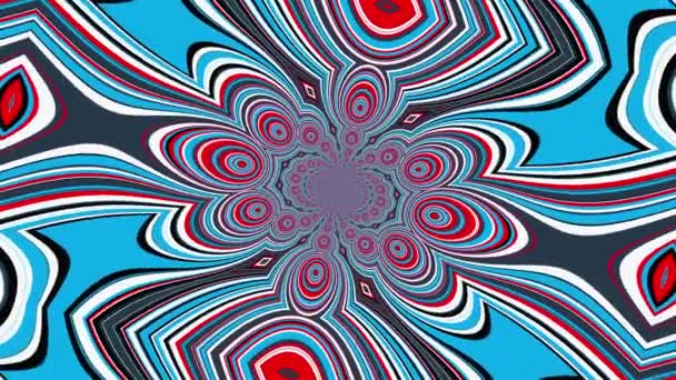 Mandala mit farbig gestreiften Elementen, die die Blütenblätter und Kreise bilden. 3D-Rendering eines computergenerierten hypnotischen Hintergrunds — Stockvideo