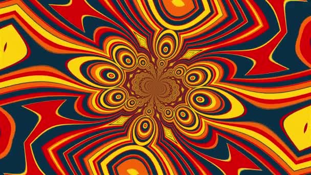 Mandala with a colored striped elements forming the petals and circles. 3D rendering of a computer generated hypnotic background — Stock Video