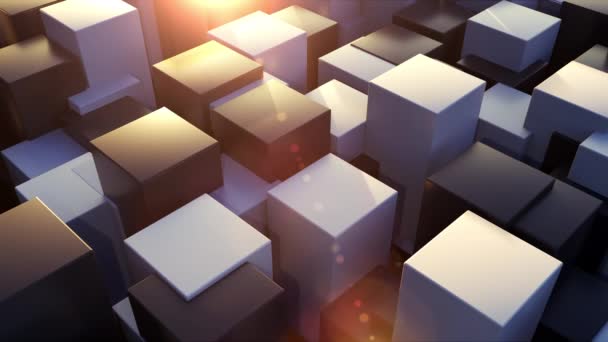 3d rendering geometric background. Transformation of rectangle elements of different levels with a square base. Abstract structure with cubes, computer generated — Stockvideo