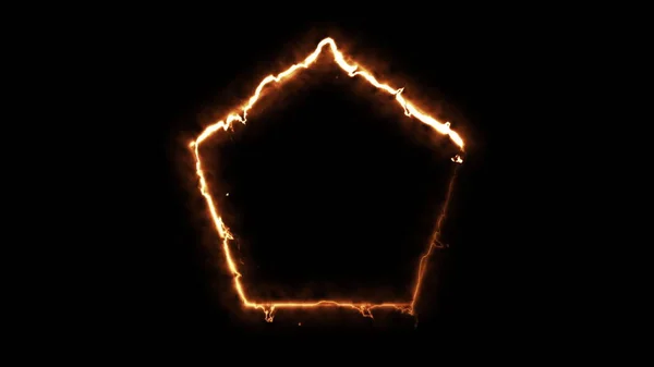 Компьютер породил пожарный многоугольник на черном фоне. 3D рендеринг абстрактного круга огня — стоковое фото