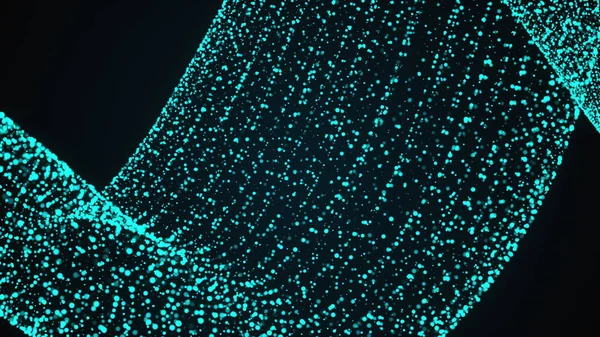3D 렌더링 추상적 인 배경 웨이브 형태. 푸른 빛 입자에서 나온 투명 한 사인, 컴퓨터에서 빛 효과를 발생시키는 컴퓨터 — 스톡 사진