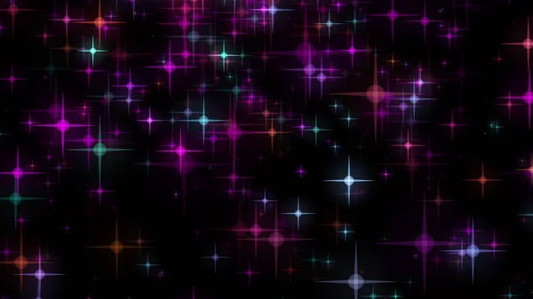 Sfondo digitale di molte stelle colorate e lampeggianti. Rendering 3d generato dal computer — Foto Stock