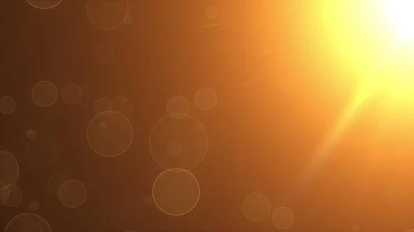 Flygande runda fläckar i en varm ljuskällas strålar, datorgenererade. Modern abstrakt bakgrund, 3D-rendering — Stockfoto
