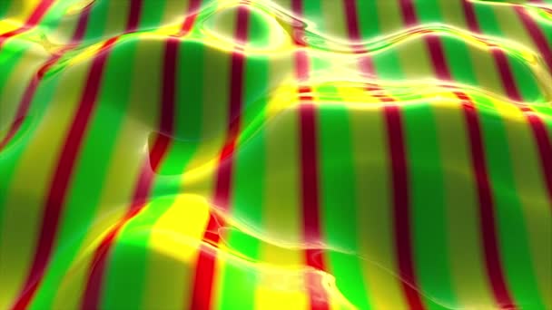 Sokszínű hullámos csíkok. Számítógép által generált felület szivárvány színekkel, 3d renderelés — Stock videók