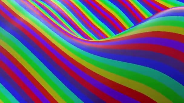 Rayures ondulées multicolores. Surface générée par ordinateur avec des couleurs arc-en-ciel, rendu 3D 