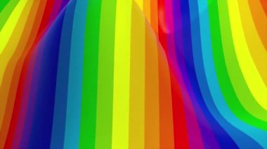 Çok renkli dalgalı çizgiler. Gökkuşağı renginde bilgisayar tarafından oluşturulan yüzey, 3d biçimlendirmesi