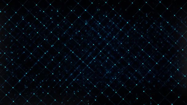 Computer generated abstract digital technology background. 3D rendering a grid of connected flickering particles — ストック動画
