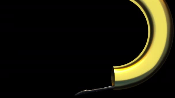 rendu 3D fort flux de pétrole coulant d'un tuyau d'or. Fond abstrait généré par ordinateur 