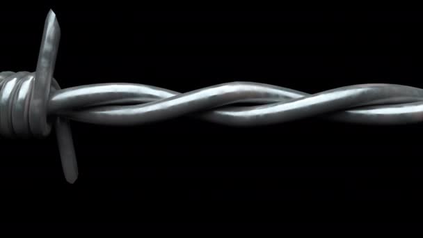 Computer generated background with barbed wire. 3d rendering spinning barbed wire spiral — Wideo stockowe