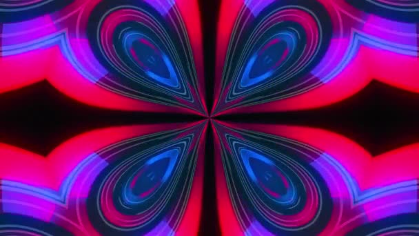 Kaleidoskop světelné kruhové skleněné pruhy tvořící krásná srdce. 3D vykreslování pozadí počítačové technologie — Stock video