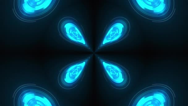 Caleidoscópio de listras de vidro anel luminoso formando belos corações. 3D renderização de fundo de tecnologia de computador — Vídeo de Stock