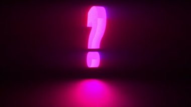 Rotating neon question mark on a dark background, computer generated. 3d rendering digital symbol