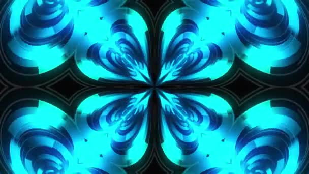 Kaleidoskop aus leuchtenden Ringglasstreifen, die schöne Herzen bilden. 3D-Rendering Computer-Technologie Hintergrund — Stockvideo