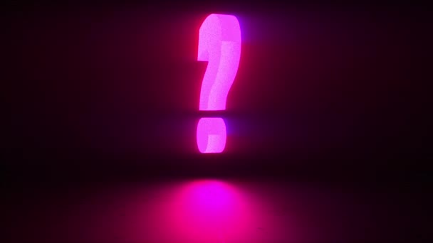 Rotating neon question mark on a dark background, computer generated. 3d rendering digital symbol — Stok video