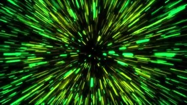 3d rendering hyper jump into another galaxy. Speed of light, neon glowing rays in motion. Computer generated abstract modern cosmic background.