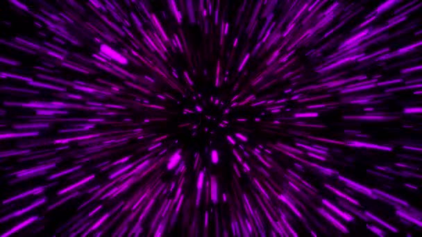 3d rendering hyper jump into another galaxy. Speed of light, neon glowing rays in motion. Computer generated abstract modern cosmic background. — ストック動画