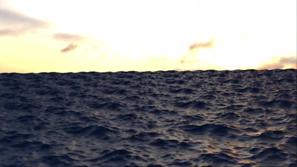3d rendering background. Ocean surface while calm on a sunny day. Computer generated realistic seascape — Stockvideo