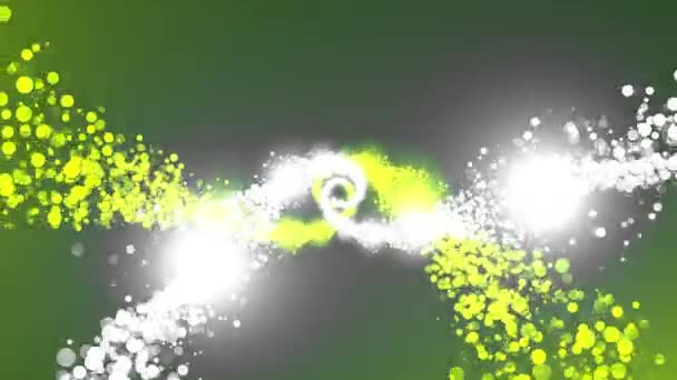 Скручування в спіраль ігристих частинок. 3D візуалізація частинок обертання, створений комп'ютером фон — стокове відео