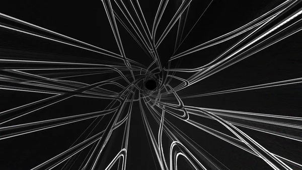 Футуристичний абстрактний цифровий тунель з вигнутими лініями, створений комп'ютером. 3D візуалізація технології фону — стокове фото