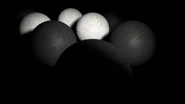Weergave van reflecterende ballen die een driehoek vormen in de schaduw — Stockfoto