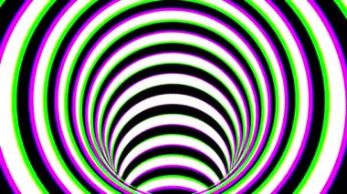 Siyah ve beyaz çizgili tünel, psychedelic soyutlama, 3d işleme bilgisayar üretimi backgorund