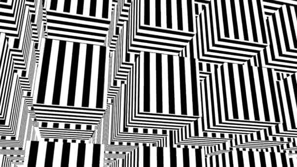 Black and white stripes. Computer generated abstract background, 3D render — Stock Video