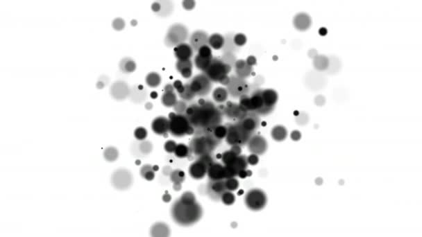 La representación en 3D de manchas negras borrosas crea bokeh. Fondo abstracto generado por ordenador — Vídeo de stock