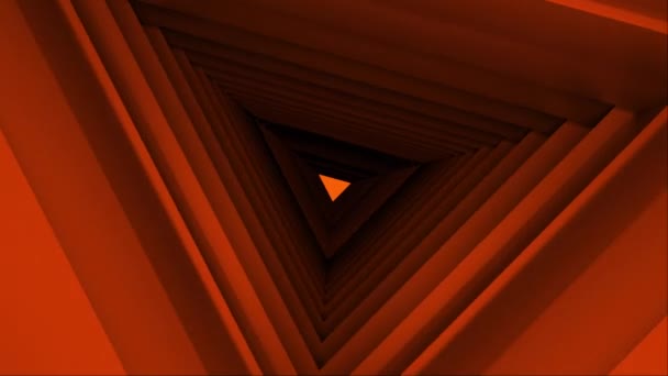 Созданный компьютером треугольный туннель. Пространство будущего. 3d визуализация абстрактного фона. Внутри вращающегося треугольного коридора — стоковое видео