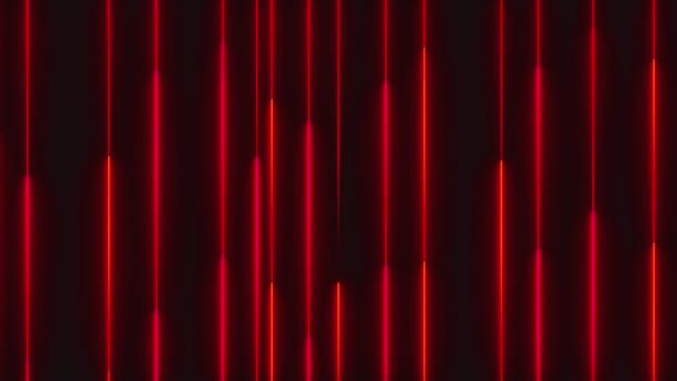 Много вертикальных неоновых линий освещения, абстрактный компьютер сгенерированный фон, 3D рендеринг — стоковое видео