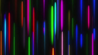 Birçok dikey neon aydınlatma hatları, soyut bilgisayar oluşturulan fon, 3d render