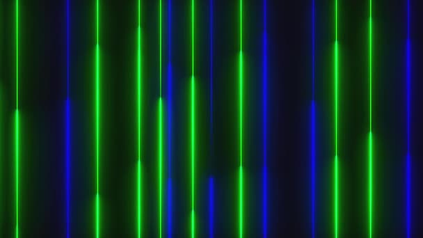 Many vertical neon lighting lines, abstract computer generated backdrop, 3D render — Stock Video