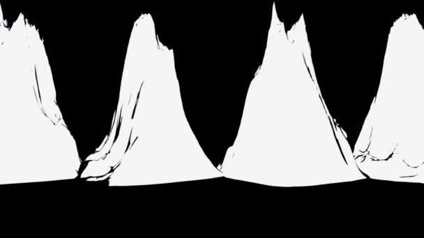 3d rendering of cartoon landscape. Computer generated row of rotating rocks. Art background — Αρχείο Βίντεο