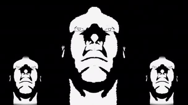 Dance of three cartoon white head, 3d rendering. Computer generated futuristic background. — Stok video