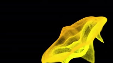 Computer generated movement of color particles of fluid on a black background. 3d rendering abstract background