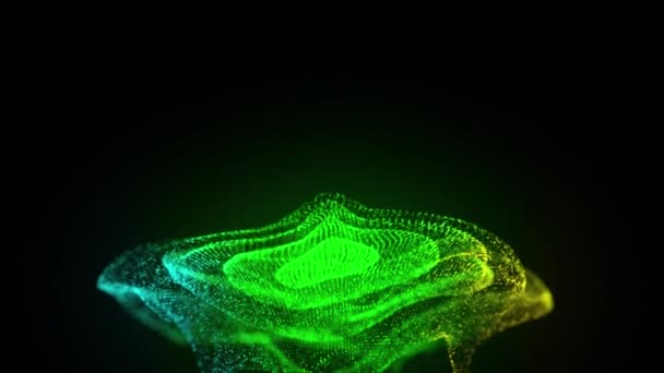 Mouvement généré par ordinateur de particules de couleur de fluide sur un fond noir. 3d rendu fond abstrait 