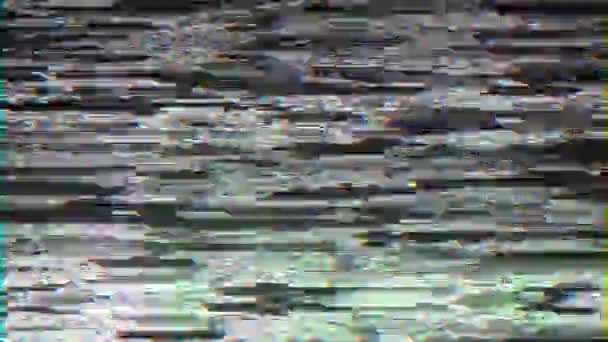 Glitch, ruido de píxeles en la pantalla, generado por ordenador. Mala señal. 3d representación de un fondo digital — Vídeo de stock
