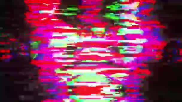 Glitch, ruido de píxeles en la pantalla, generado por ordenador. Mala señal. 3d representación de un fondo digital — Vídeos de Stock