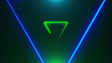Birçok neon üçgen alanı, soyut bilgisayar oluşturulan fon, 3d render