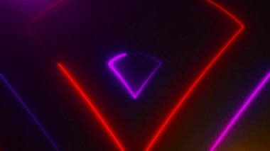 Birçok neon üçgen alanı, soyut bilgisayar oluşturulan fon, 3d render