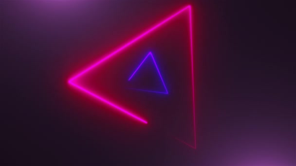 Wiele trójkątów neon w przestrzeni, generowany komputerowo streszczenie tło i renderowania 3d — Wideo stockowe